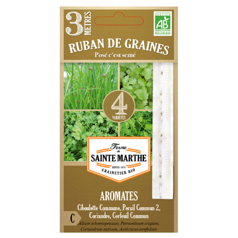 Ruban d'aromates en mélange 3M - 150 graines AB - La ferme Sainte Marthe