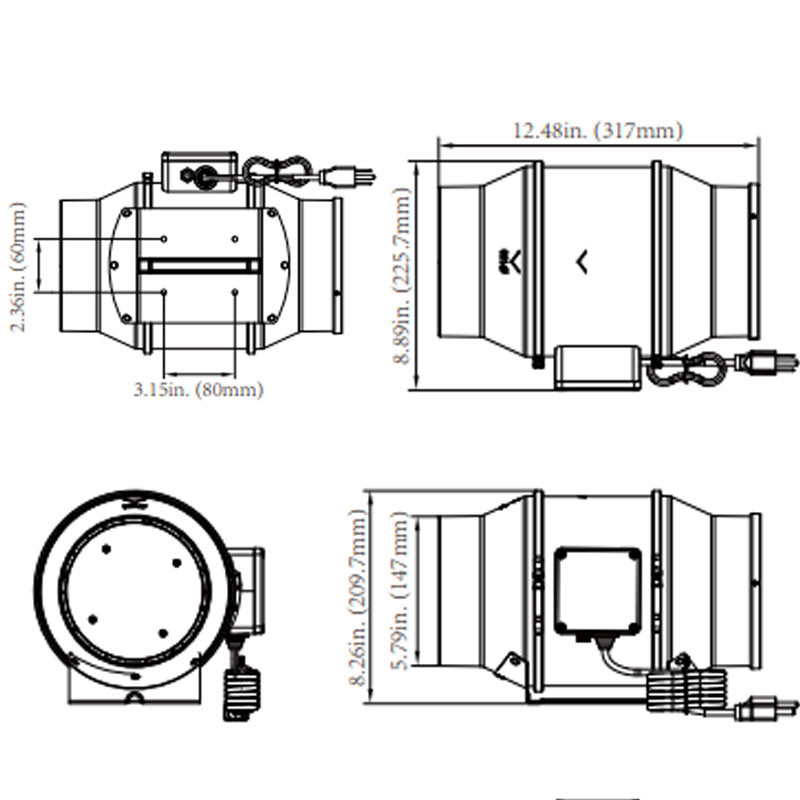 Inline-Luftabsauger V-6 - Ø150mm - 610 m3/H - Aero-Fan