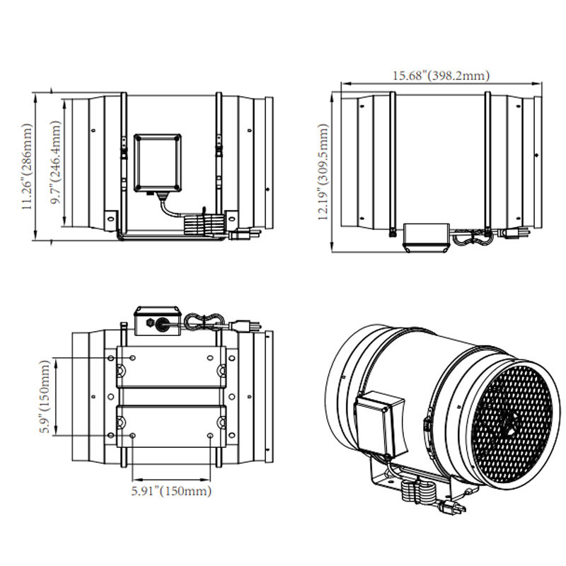 Inline-Luftabsauger V-10 - Ø 250mm - 1650m3/H - Aero-Fan
