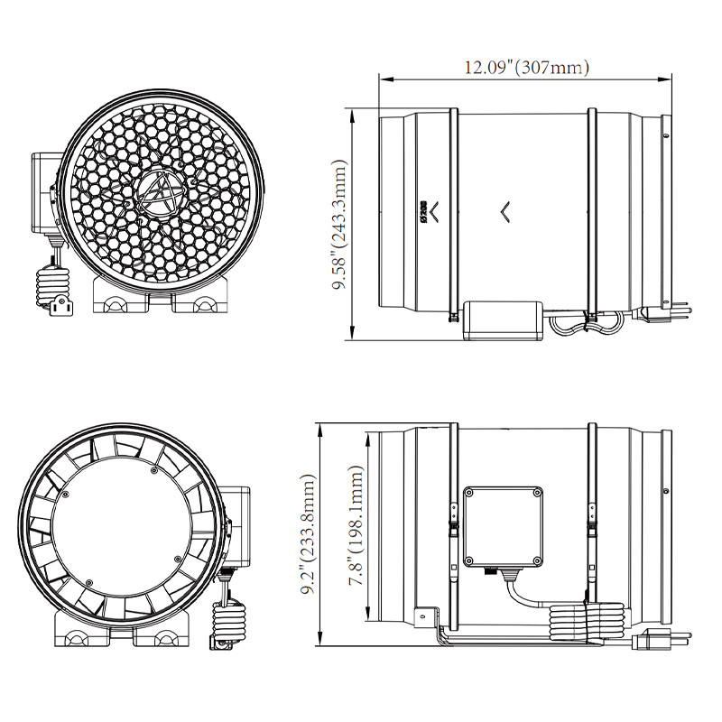 Inline-Luftabsauger V-8 - Ø 200mm - 1160m3/H - Aero-Fan