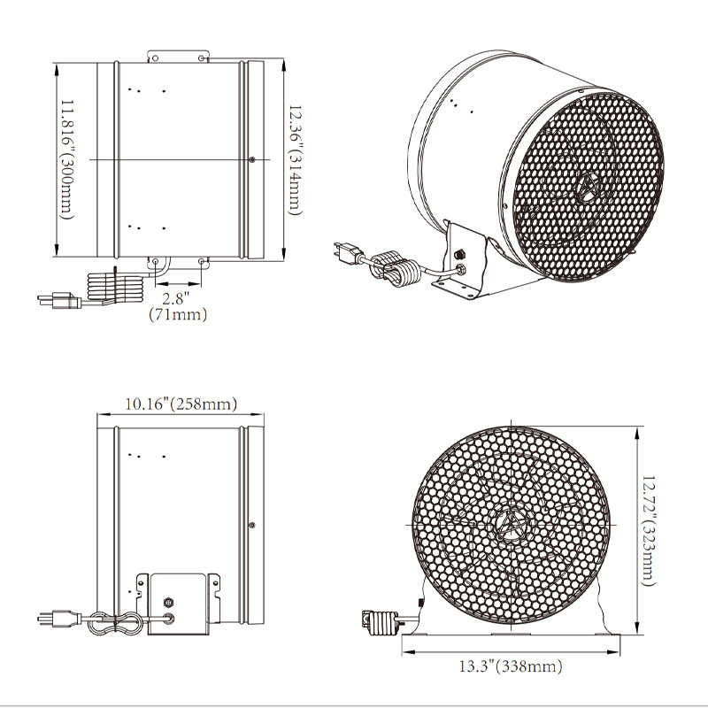 Inline-Luftabsauger V-10M Pro - Ø 250mm - 1750m3/H - Aero-Fan
