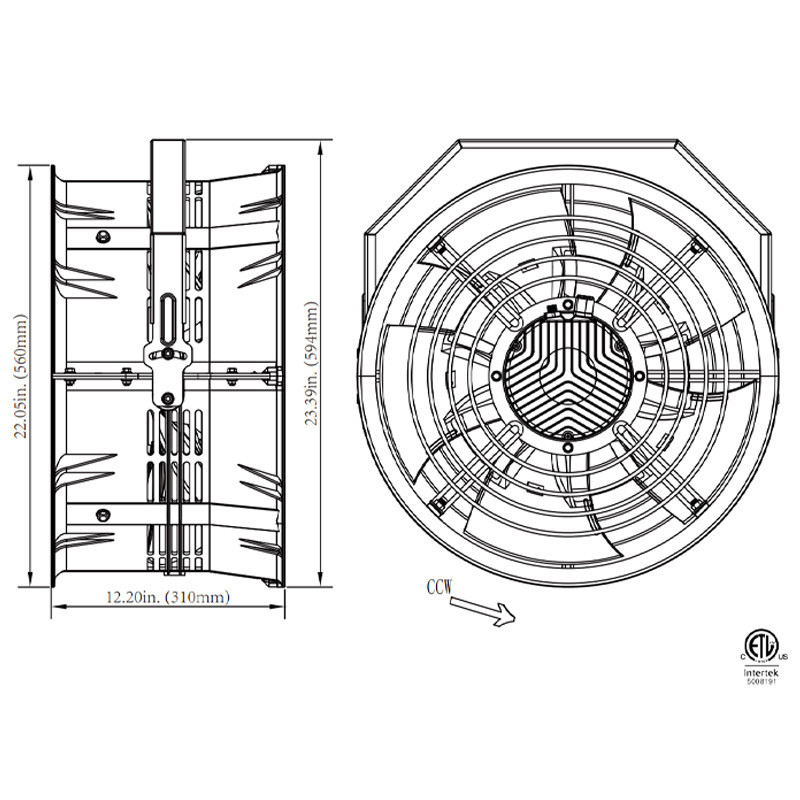 Ventilateur pro - 50cm - 8500m3/H - HE-20M - Aero-Fan